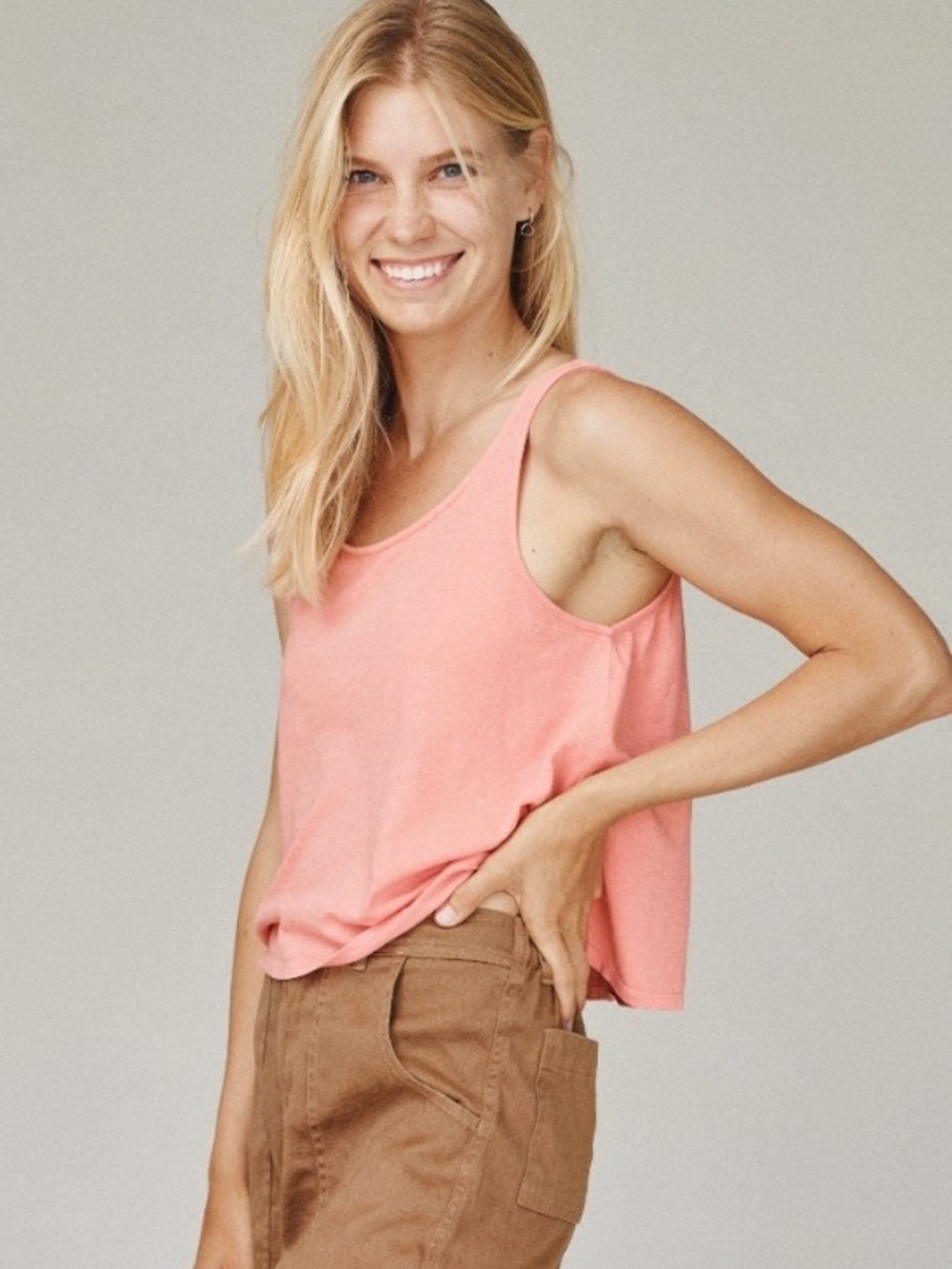 Jung Maven hemp and cotton cropped tank salmon pink size Small